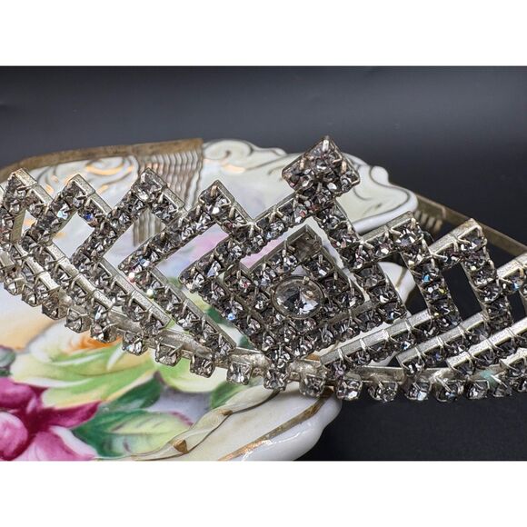 Vintage Rhinestone Wedding Tiara Crown Bride Crystal - Picture 2 of 8